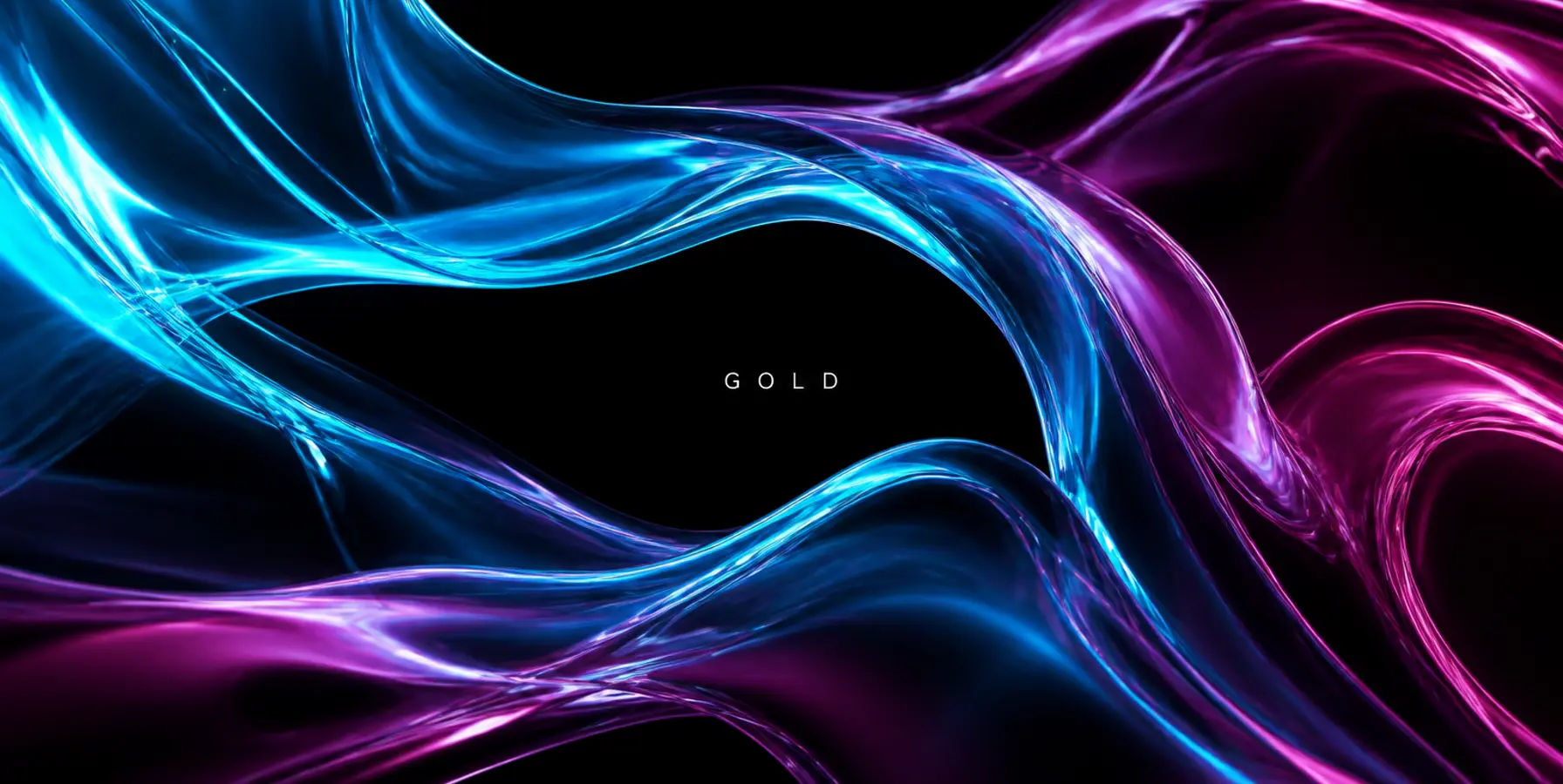 Abstract cyan magenta graphic labelled GOLD