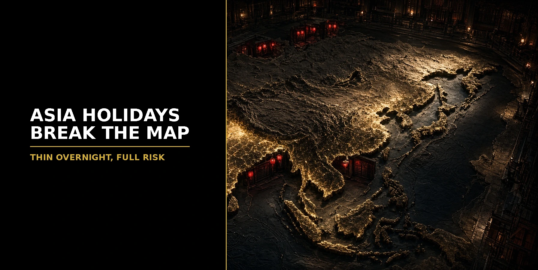 How Asia Holidays Fragment Overnight Maps Featured image for Samuel & Co Trading showing a dark map of Asia with scattered city lights.