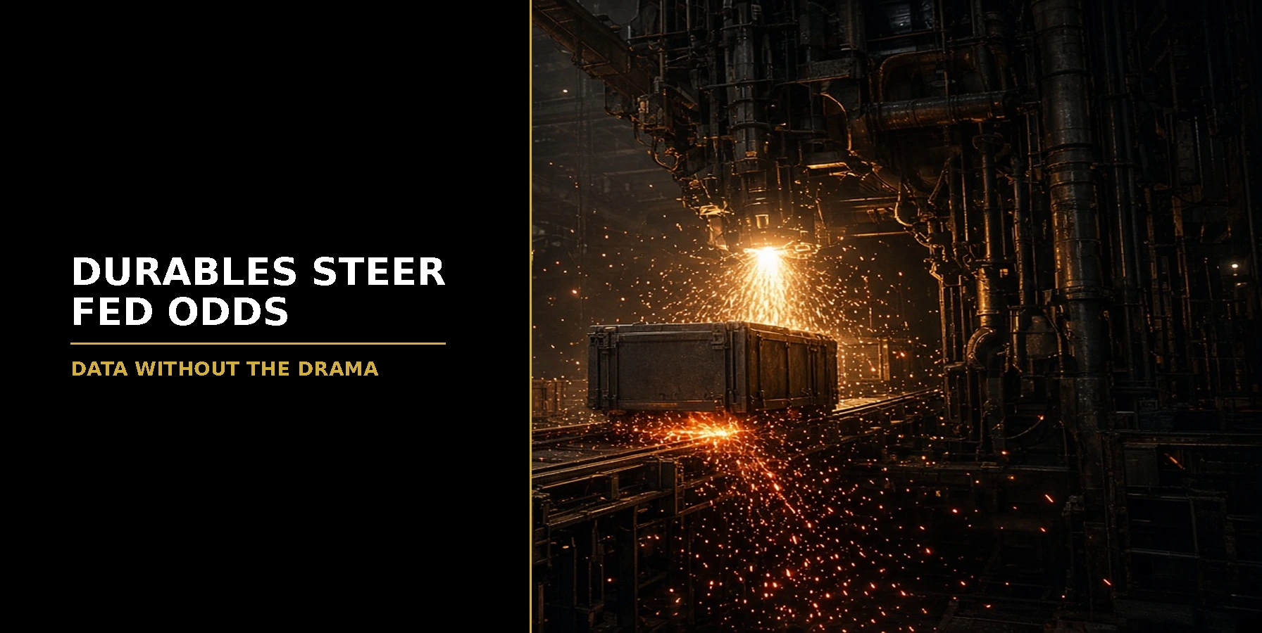 How Durable Goods Orders Steer Fed Odds Featured image for Samuel & Co Trading showing sparks flying in a dark heavy-industry factory.