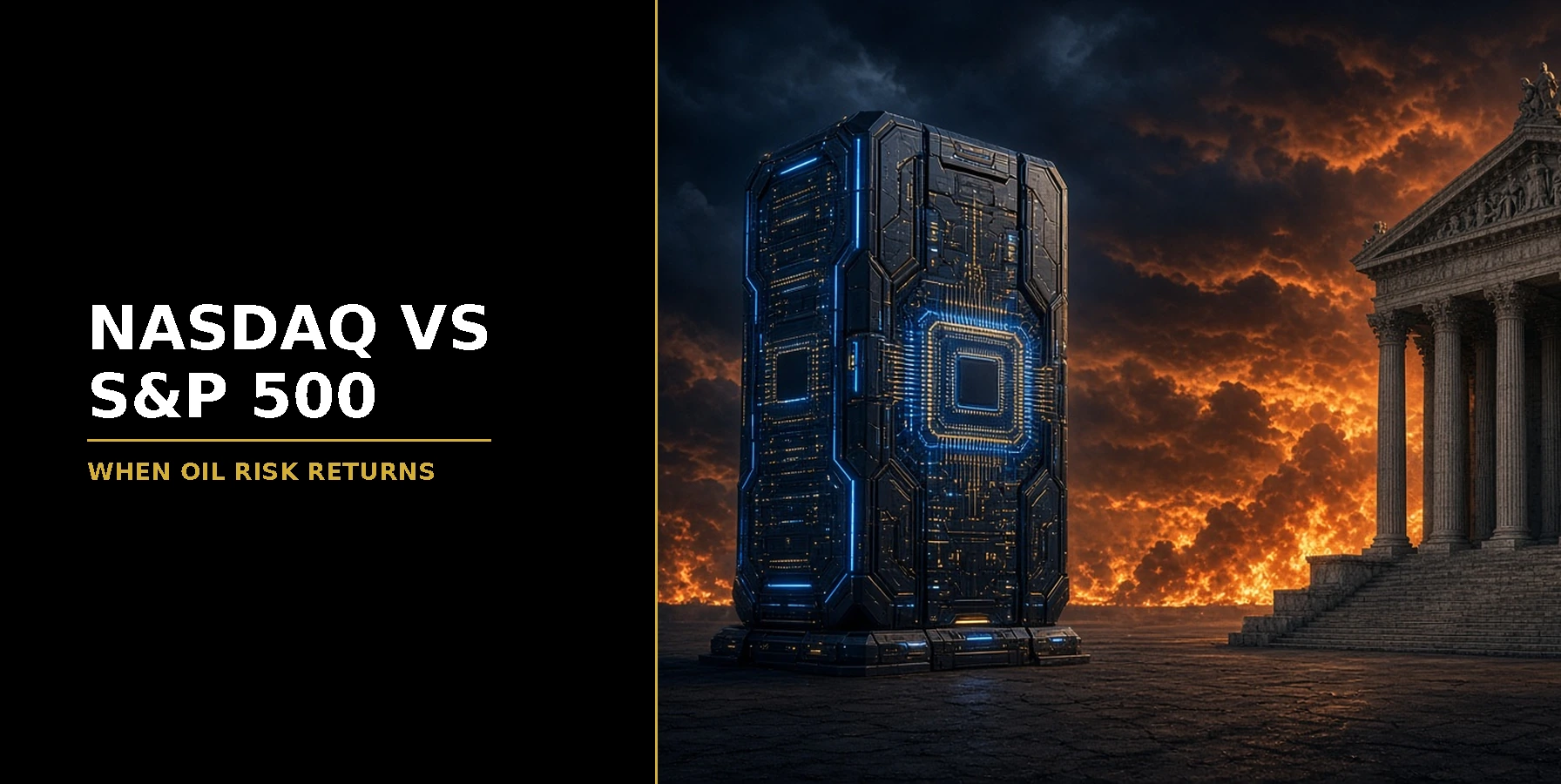 Nasdaq Versus SPX When Oil Risk Premium Returns Featured image for Samuel & Co Trading with the headline Nasdaq vs S&P 500 and the subhead When oil risk returns.