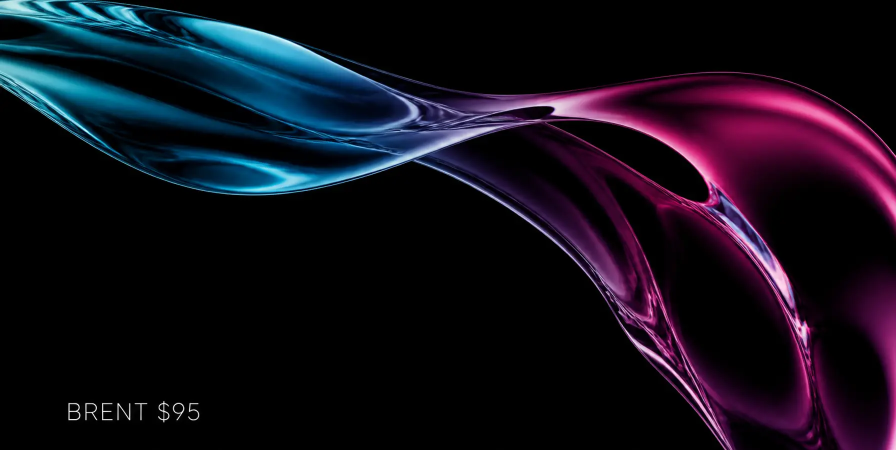 Abstract cyan and magenta graphic for Brent crude near $95 and Hormuz risk