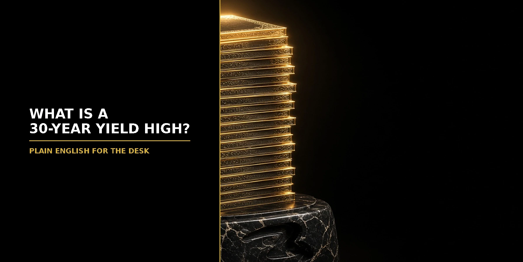 What Is a 30-Year Treasury Yield High? Featured image for Samuel & Co Trading showing a tall stack of gold coins lit against a black background.