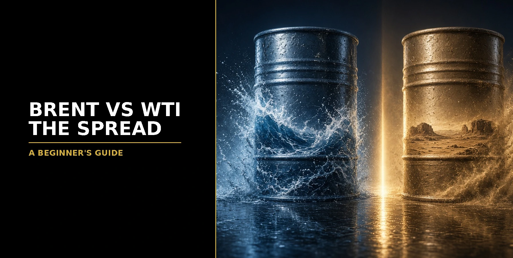 What Is the Brent-WTI Spread for Beginners? Featured image for Samuel & Co Trading with the headline Brent vs WTI The Spread and the subhead A beginner's guide.