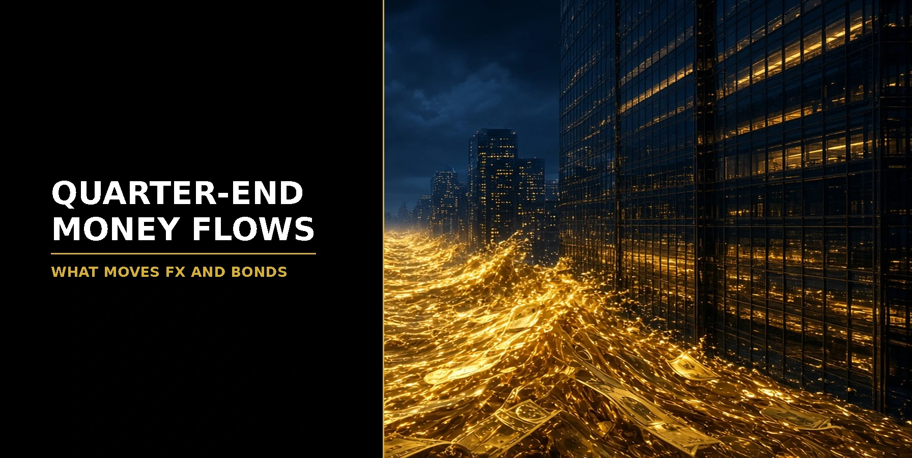 What Quarter-End Flows Mean for FX and Bonds Featured image for Samuel & Co Trading with the headline Quarter-end Money Flows and the subhead What moves FX and bonds.